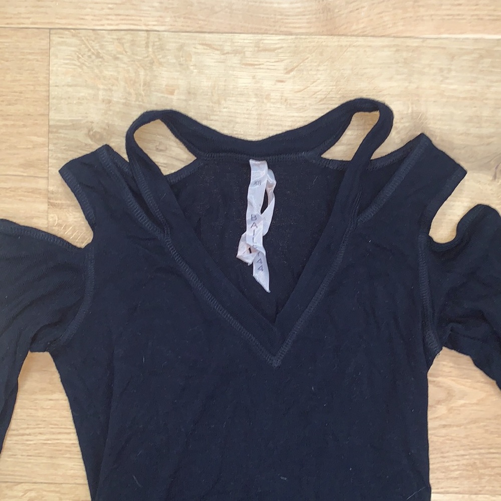 Bailey 44 Long Sleeve V-Neck Sweater Top with Shoulder Cut Outs - Picture 2 of 4